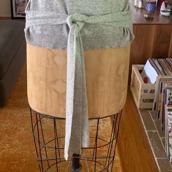 DIAB'LESS. . Heather Gray Button Down Sleeveless Sweater Vest with Side Ties - Picture 9 of 10